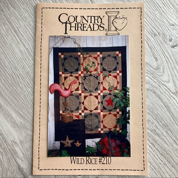 Quilt Pattern - Country Threads Wild Rice 45” x 57” Easy Primitive Style Design - Picture 2 of 6